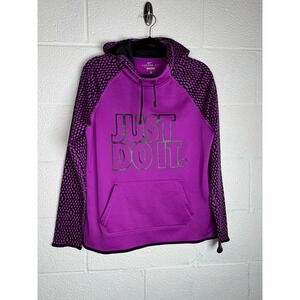 Nike Therma-FIT Women's M Purple Hoodie Just Do It Pullover Thumbholes